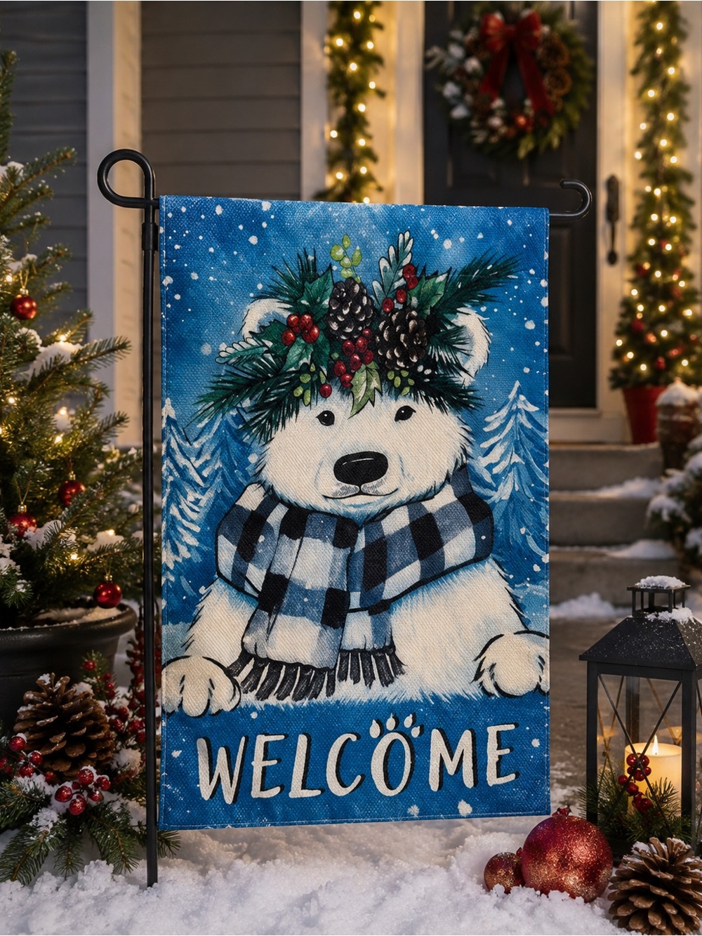 🎄New🎄Welcome Polar Bear Garden Flag